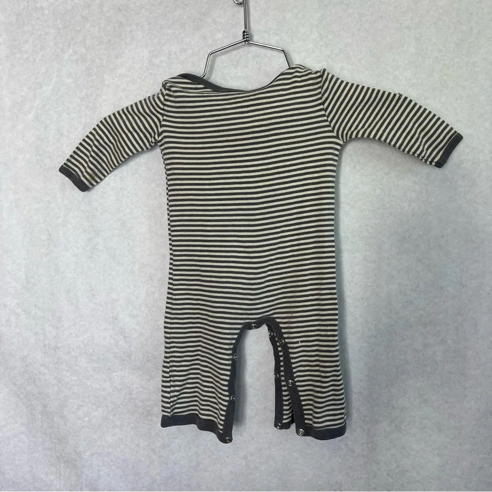 Burt's Bees Baby Black and White Striped Footie - Picture 2 of 5